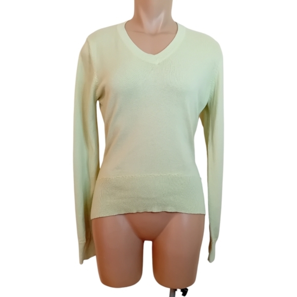 Women's Vintage Y2K Aurea Preppy Vneck Pastel Green Sweater Warm‎ Cozy M READ
